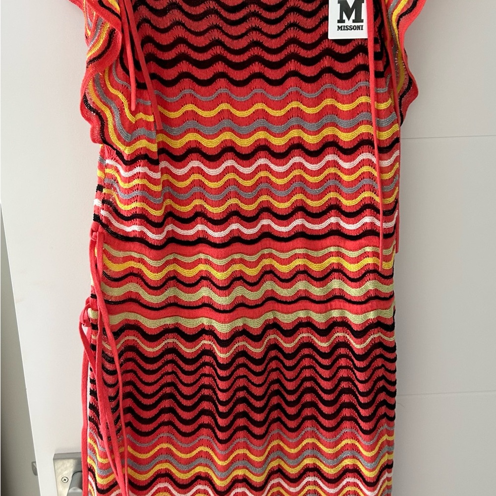 Missoni Red and Yellow Wave Pattern Midi Dress